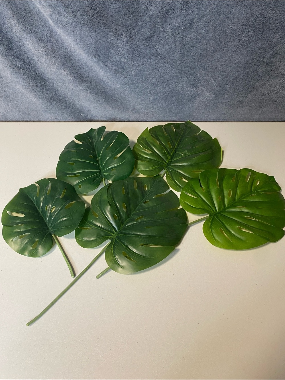 Set of 5 Faux Monstera Palm Leaves